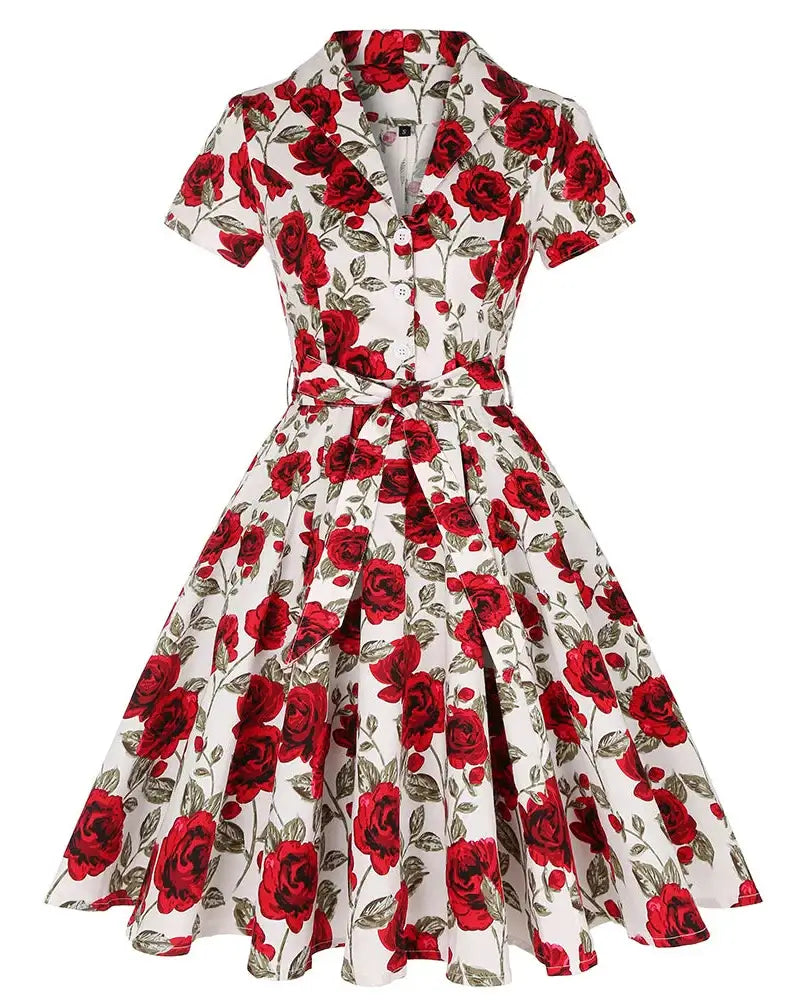 Rose Romance Vintage Swing Dress