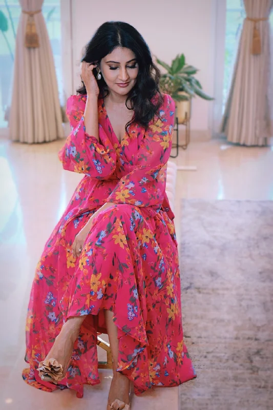 Cute Summer Floral Pink Dress