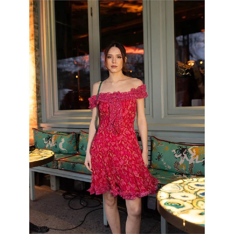 MIRIPRET Scarlet Pink Mini Fit and Flare Dress