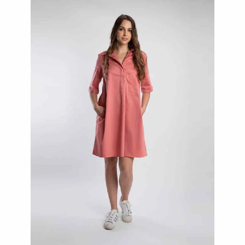 Pallavi Swadi Mat Pink Pleated Pocket Dress With Black Beetle