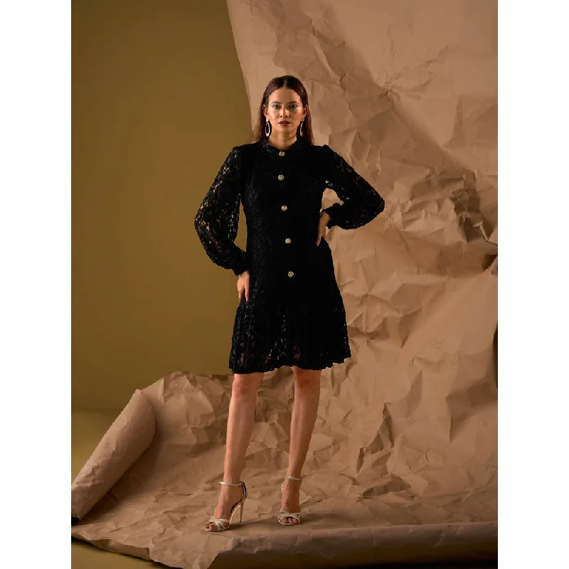 Enness Studio Bella Black Embroidered Dress