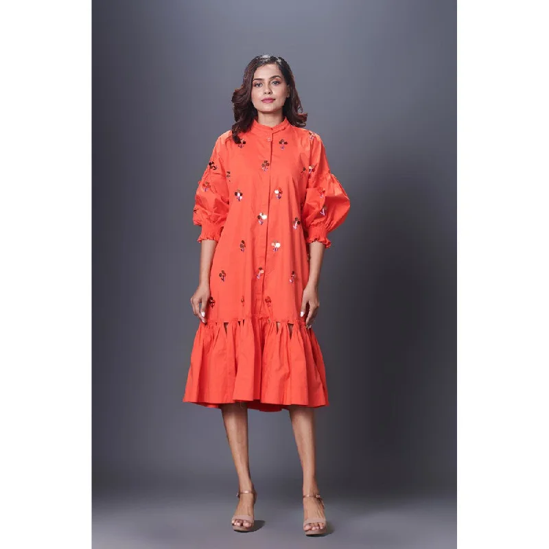 Deepika Arora Orange Hand Embroidered Dress