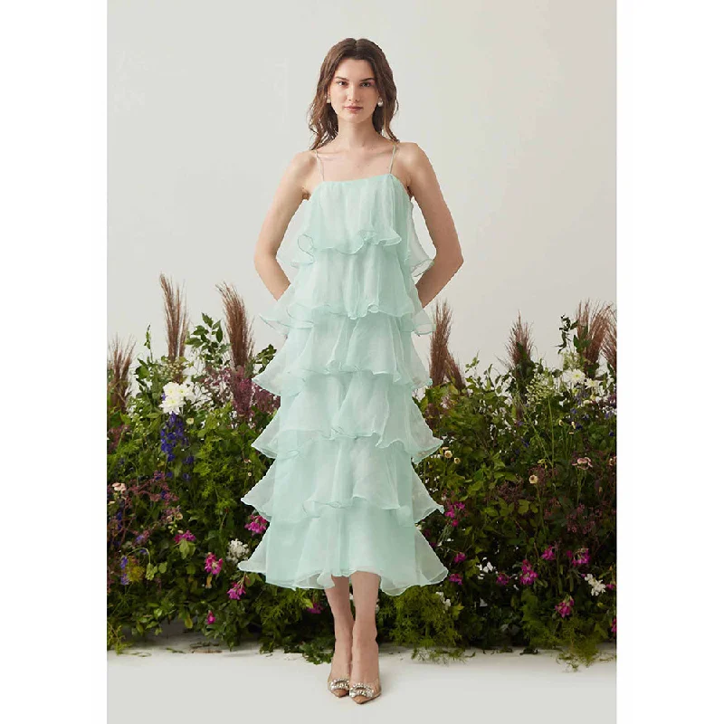 AMOSHI Green Solid/Plain Felicia Dress