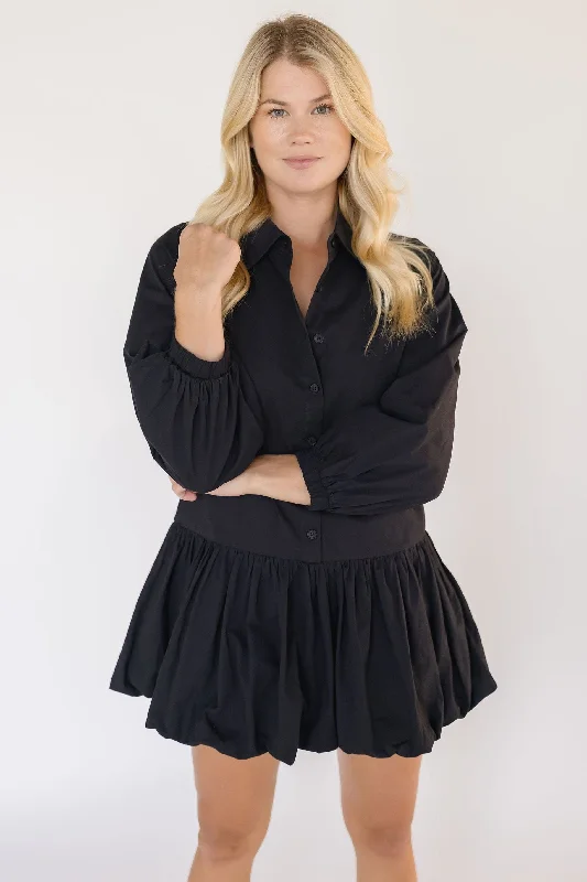 Jessa Bubble Hem Button Down Dress