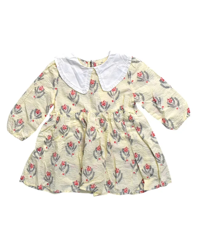Konges Sløjd Long Sleeve Floral Dress With Peter Pan Collar, Size 2T