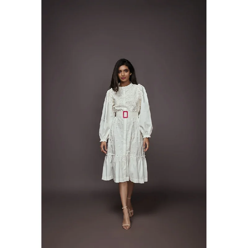 Deepika Arora Cotton Dress with Long Sleeves - White (Set of 2)