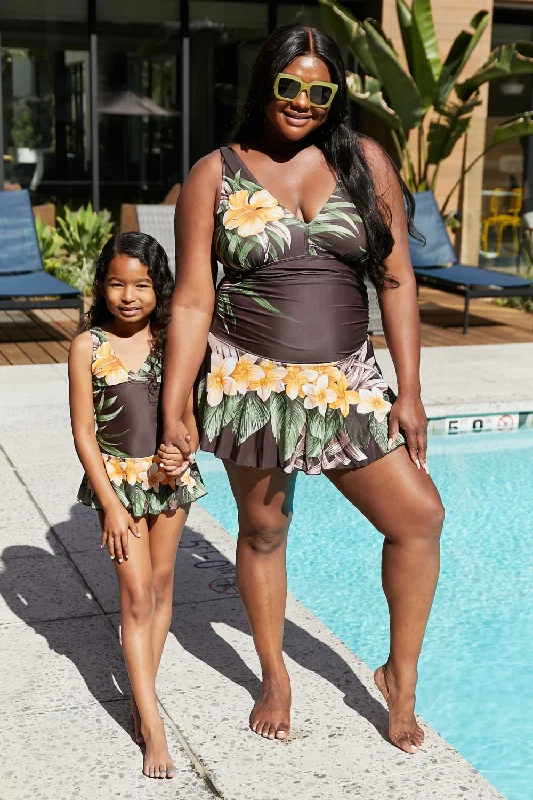 Blue Zone Planet |  Marina West Swim Full Size Clear Waters Swim Dress in Aloha Brown