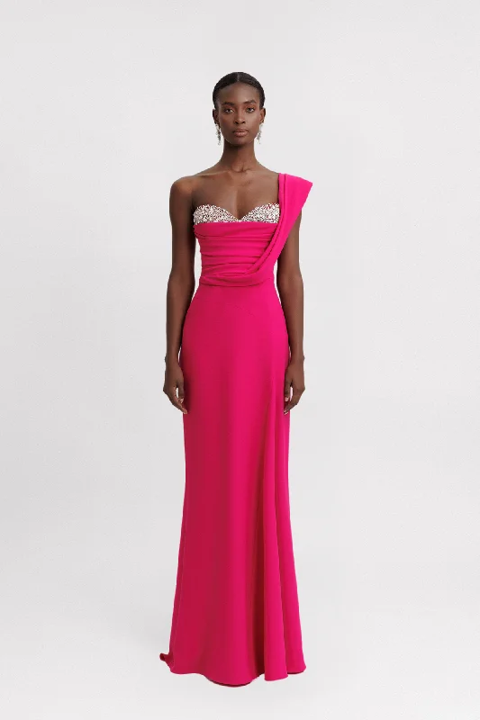 One-Shoulder beaded corset dress