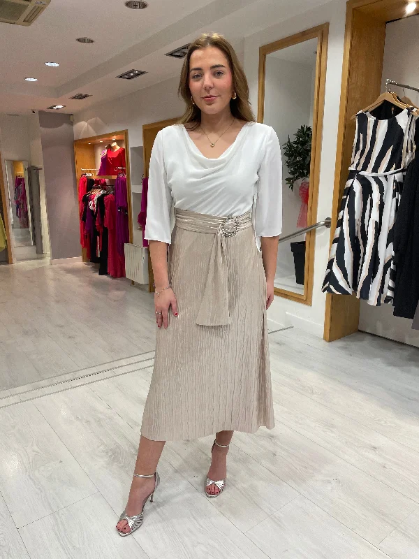 Rolemode Champagne Cowl Neck Dress