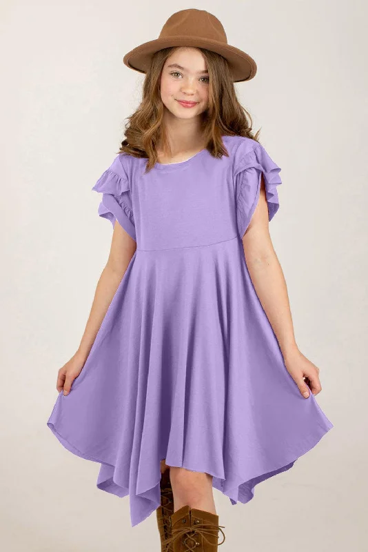 Blue Zone Planet |  Round Neck Petal Sleeve Dress