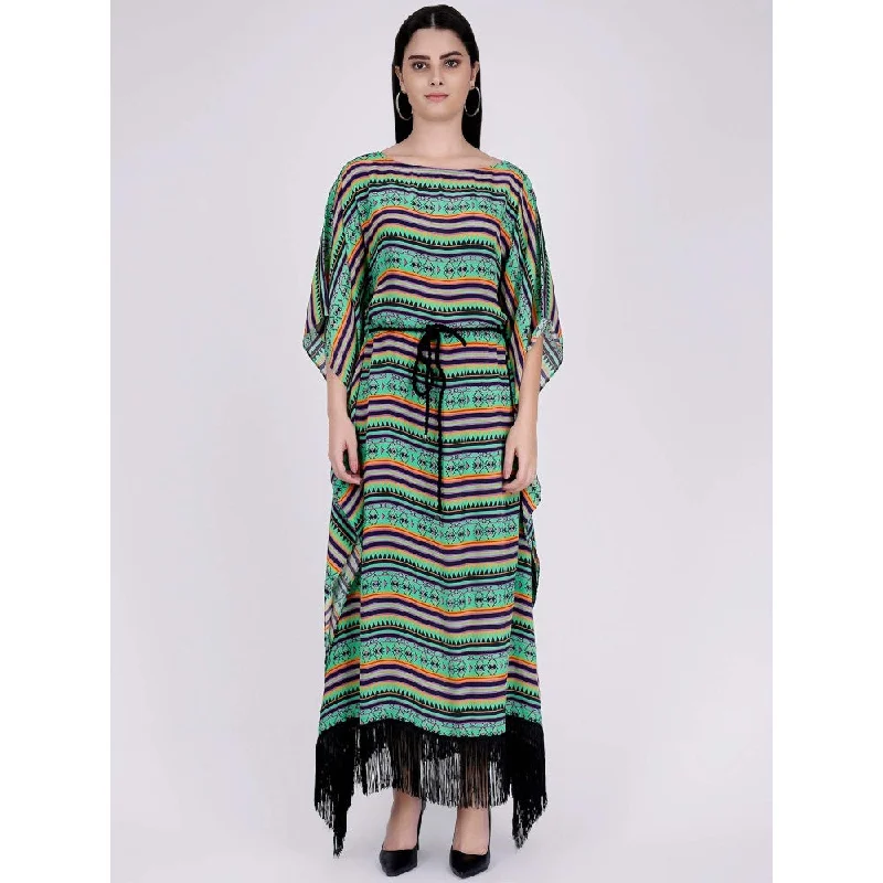 First Resort by Ramola Bachchan Green And Yellow Aztec Poncho Dress (Set of 2)