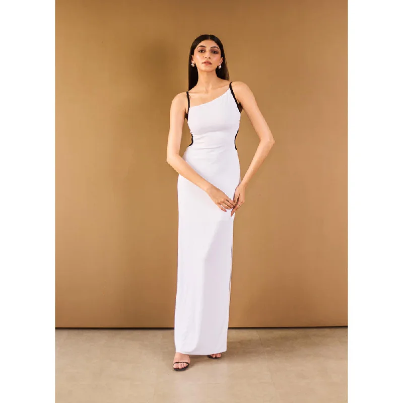 Urban Suburban White Contrast Cut-Out Solid Dress