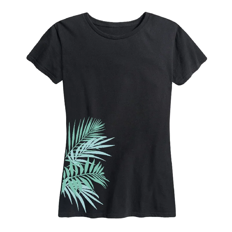 Palm Leaves Bottom Side Hit - Womenss Dress Womenss Short Sleeve Classic Fit Tee
