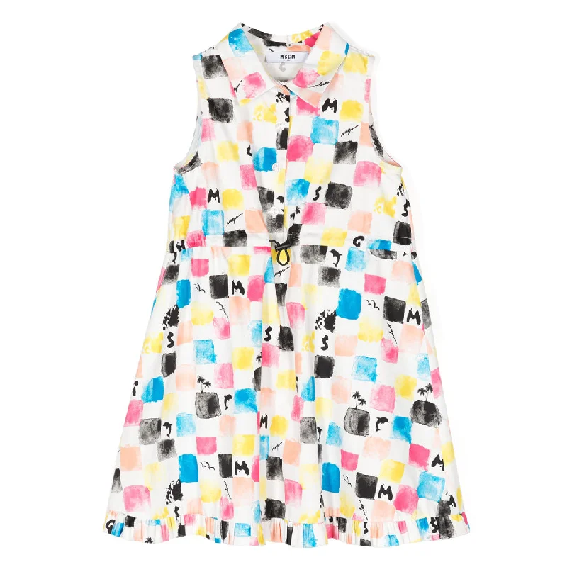 Graphic Print Drawstring Dress