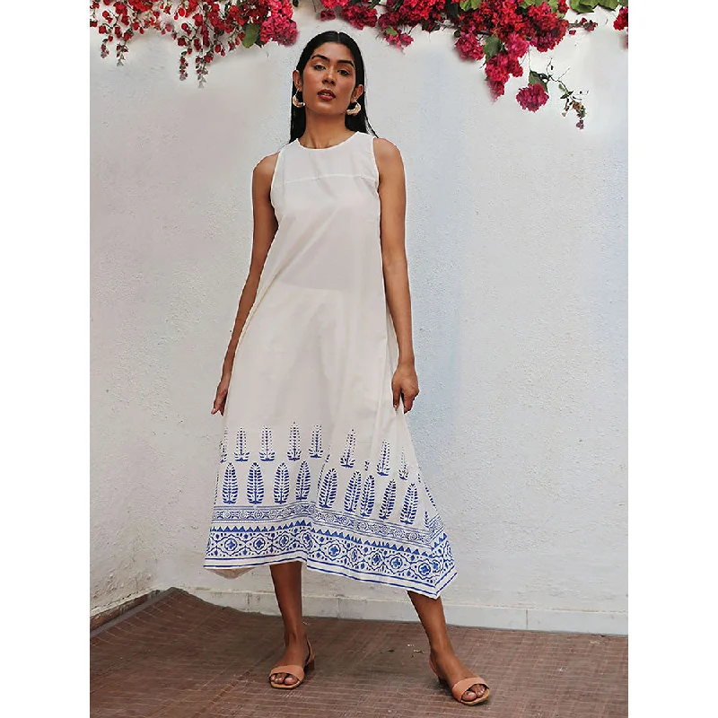 Chidiyaa Bogainvillea Nuresa Block Printed Cotton Dress