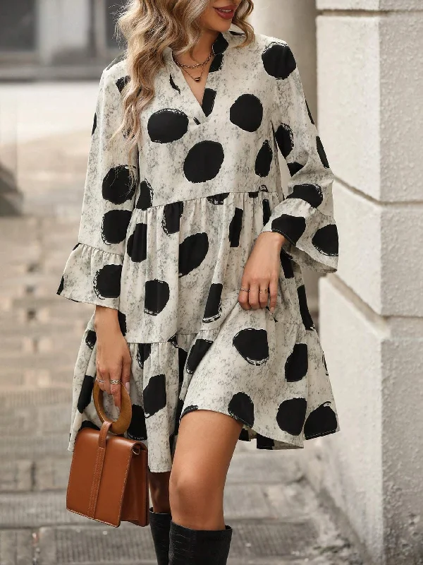 EMERY ROSE WOMEN S LEAF PRINT RUFFLE SLEEVE DRESS
