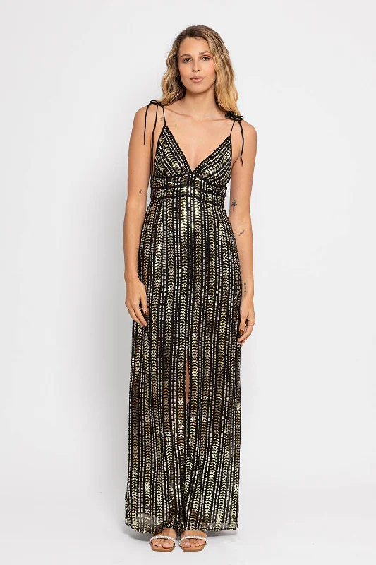 ANNETTE LONG DRESS BORA BORA BLACK SEQUINS