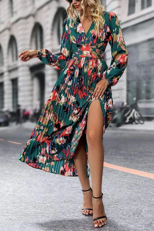 PRINTED LONG SLEEVED HIGH END DRESS FOR WOMEN