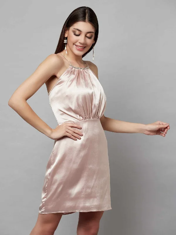 Halter Neck Nude Dress