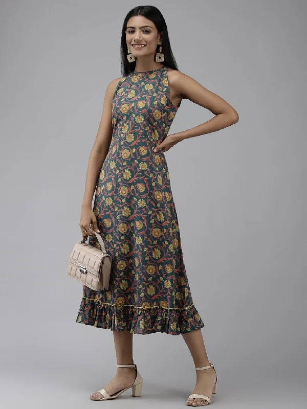 Teal Floral Dress