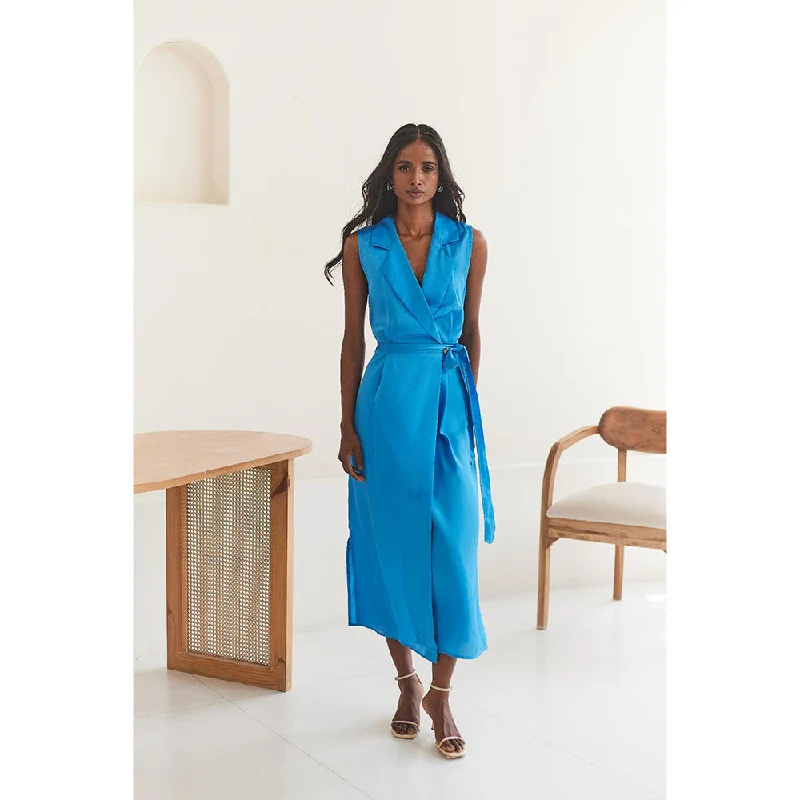 Urban Suburban Blue Midi Shirt Style Dress with Belt (Set of 2)