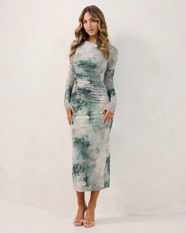Addie Dress-Green Print