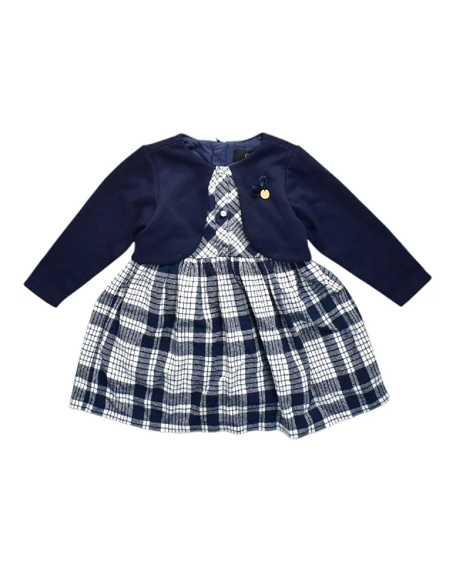 Chickeeduck Long Sleeve Checkered Dress Set 4T
