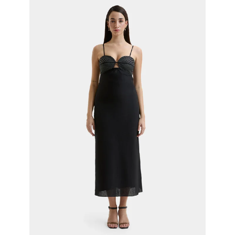 Bouji Palma Embroidered Linen Dress Black
