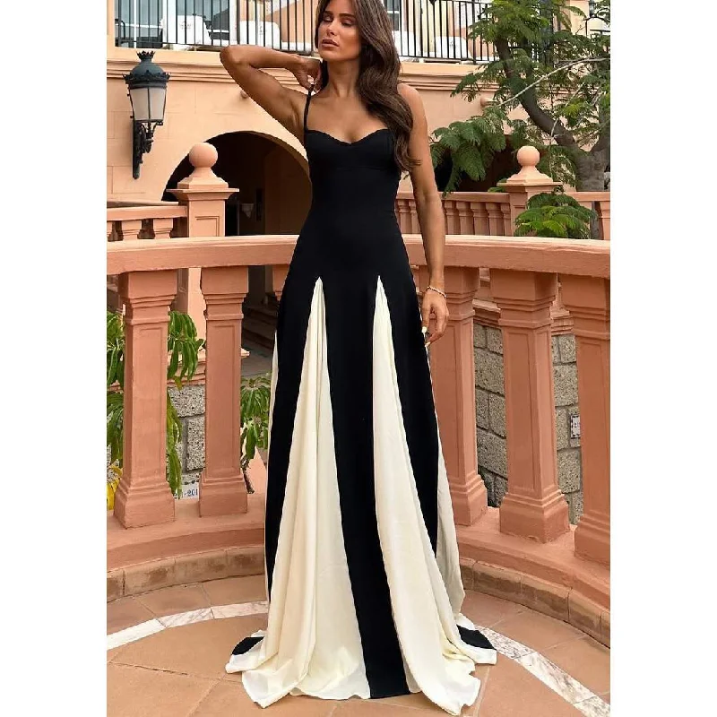SLING CONTRAST COLOR DRESS INS LEISURE LOOSE VACATION