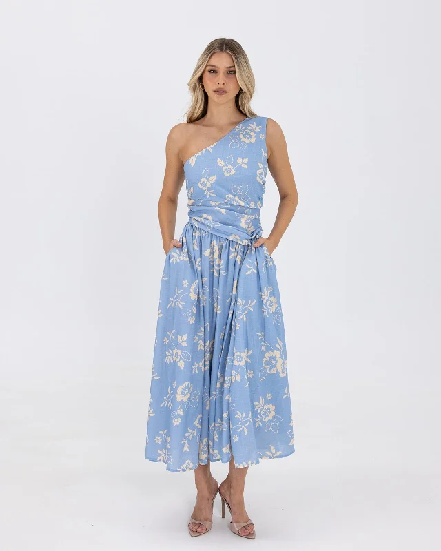 Regina Dress-Blue Flower