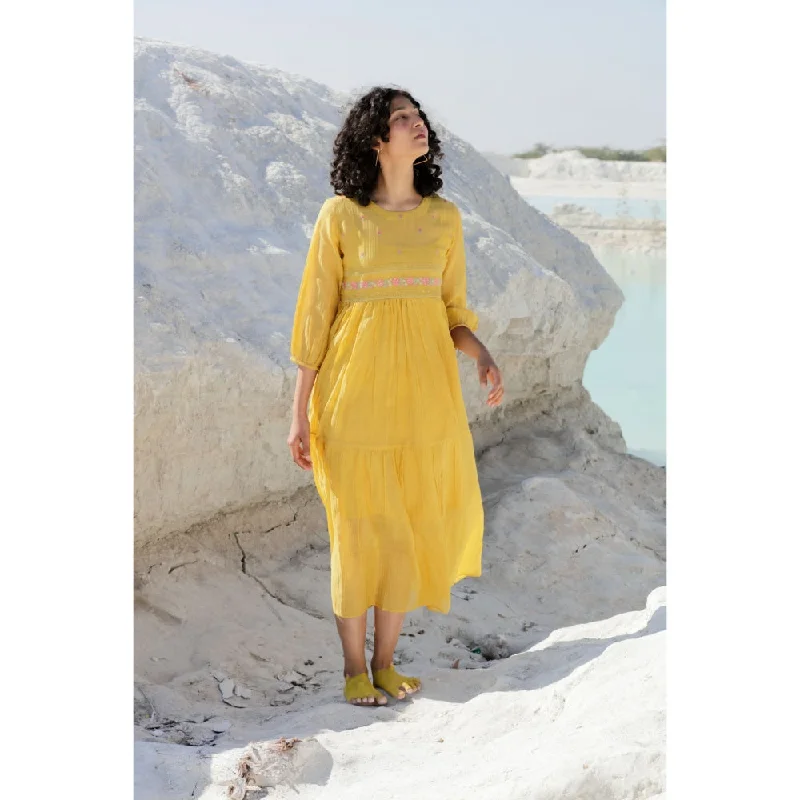 Tatwa Designs Mustard Yellow Tiered Dress (Set of 2)