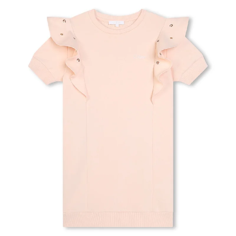 Logo Embroidered Eyelet Detail Dress