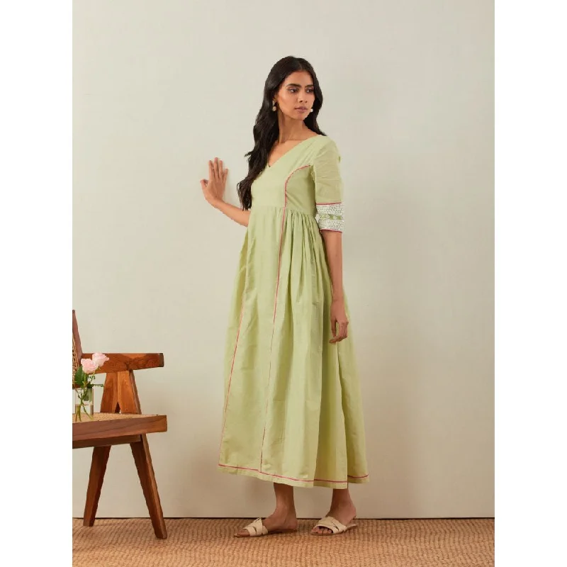 TIC Green Markab Anarkali Dress With Chikankari Border