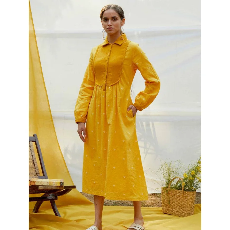 TIC Cotton Dobby Dress With Yoke