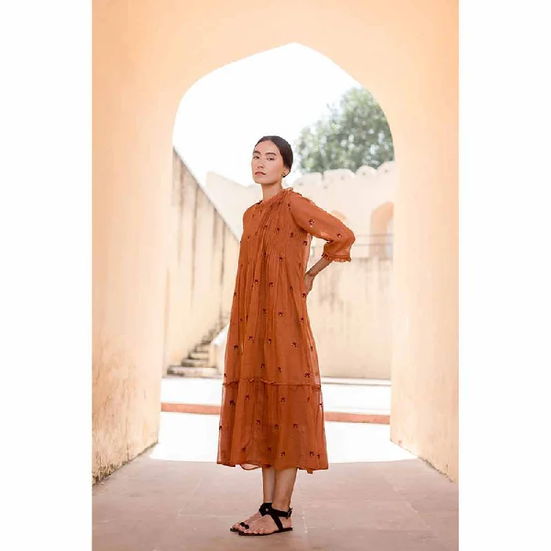 ROZANA JAIPUR Midi Nayn Brown Dress (Set of 2)