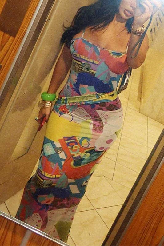 GRAPHIC CAMI LONG DRESS