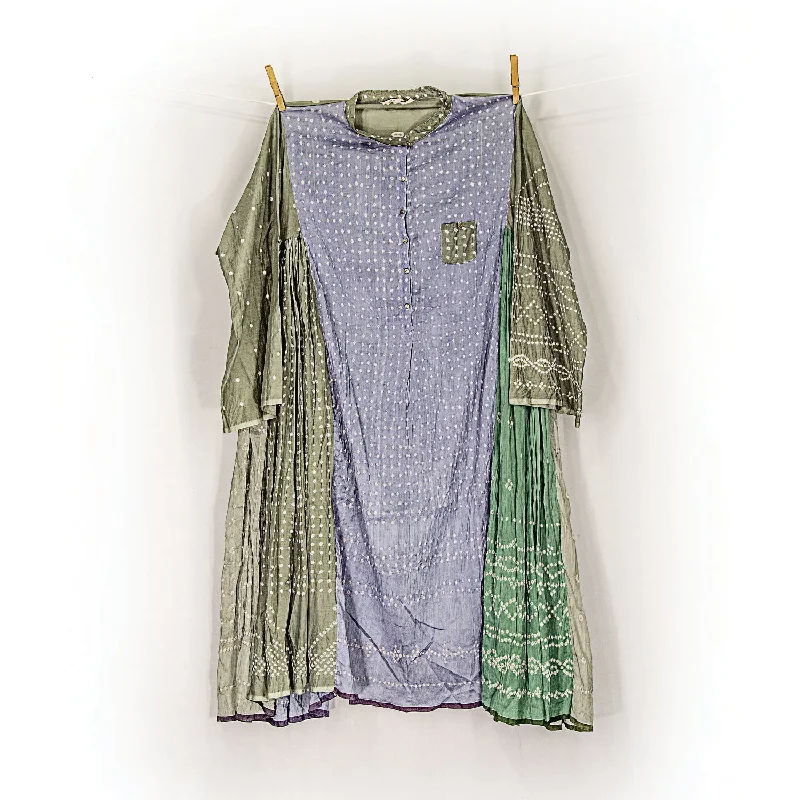 injiri Guler 27-Blue & Green Dot Dress