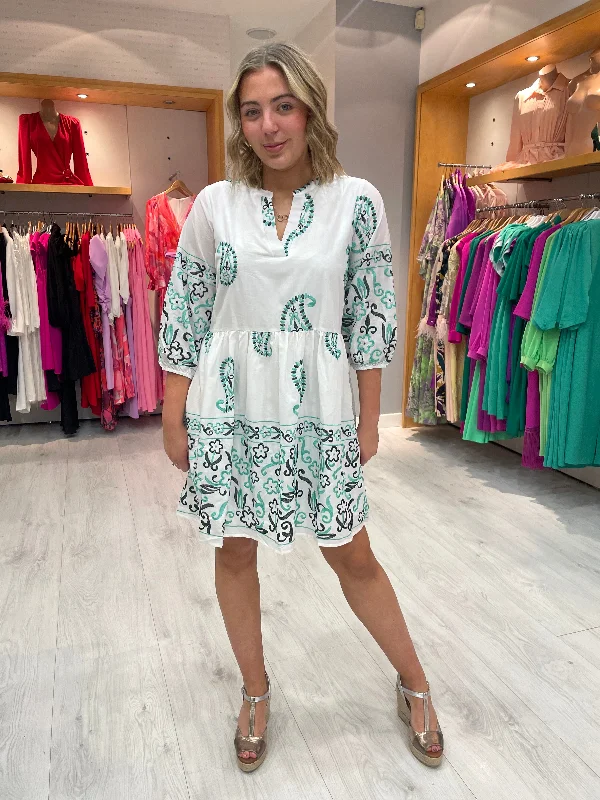 Smashed Lemon Green Embroidery Dress