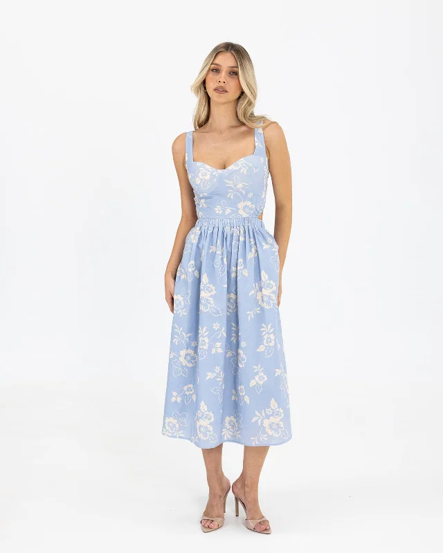 Cora Dress-Blue Flower
