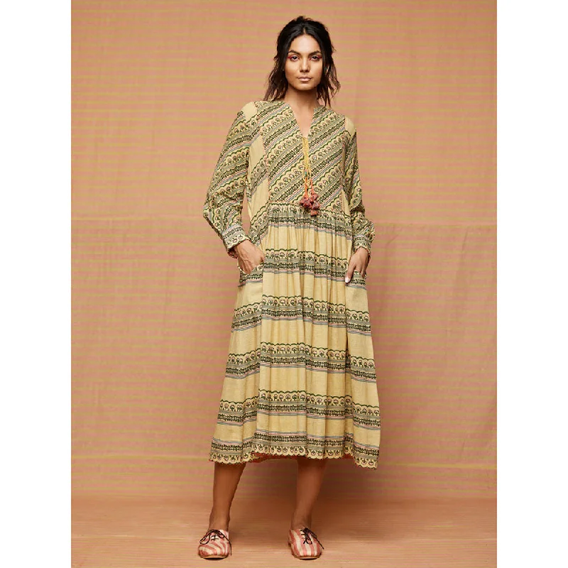 Swati Vijaivargie Beige Etta Gathered Dress