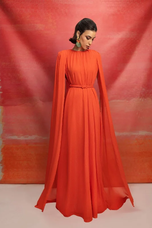 Structured shoulders kaftan dress
