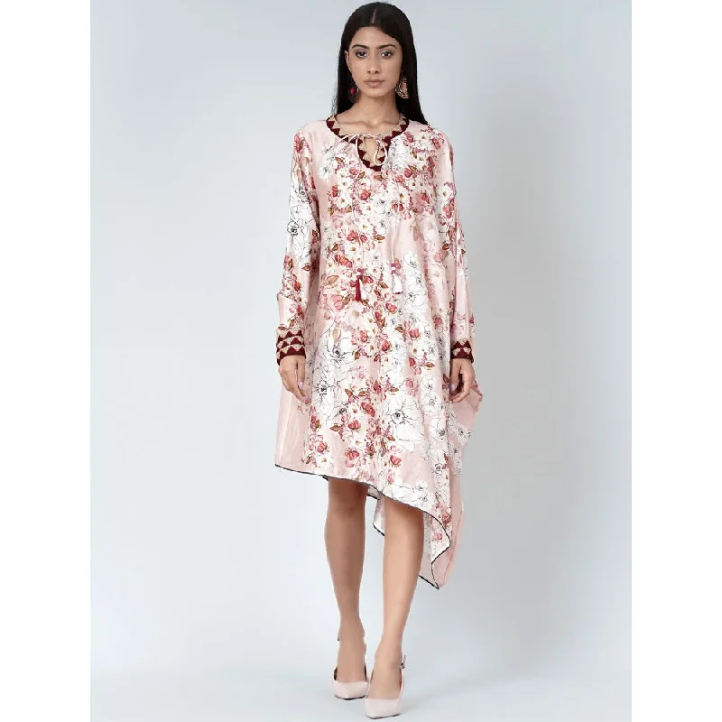 First Resort by Ramola Bachchan Pink One Sleeve Floral Print Dress