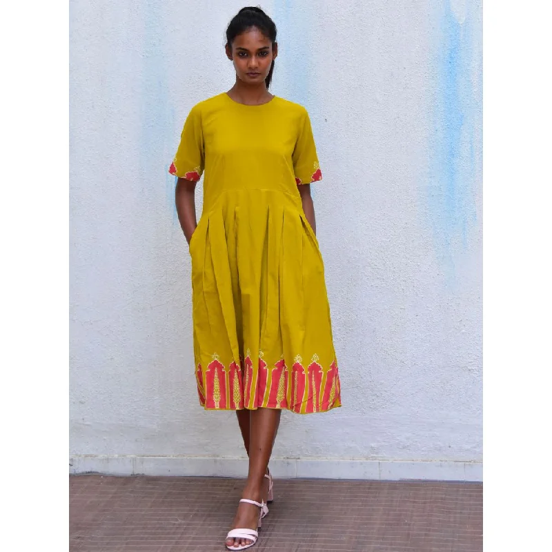 Chidiyaa Smell of Rain Buttercup Hand Block Printed Cotton Dress