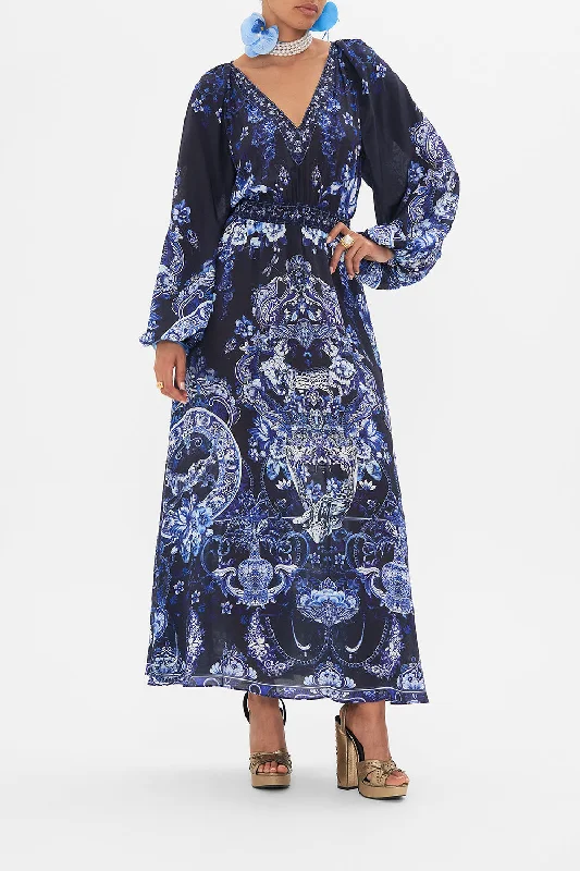 RAGLAN SHIRRED WAIST DRESS DELFT DYNASTY Tunics Top rated