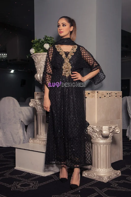 3 Piece ready to wear Embroidered long Dress by Sakeena Hasan Tunics Polka dots