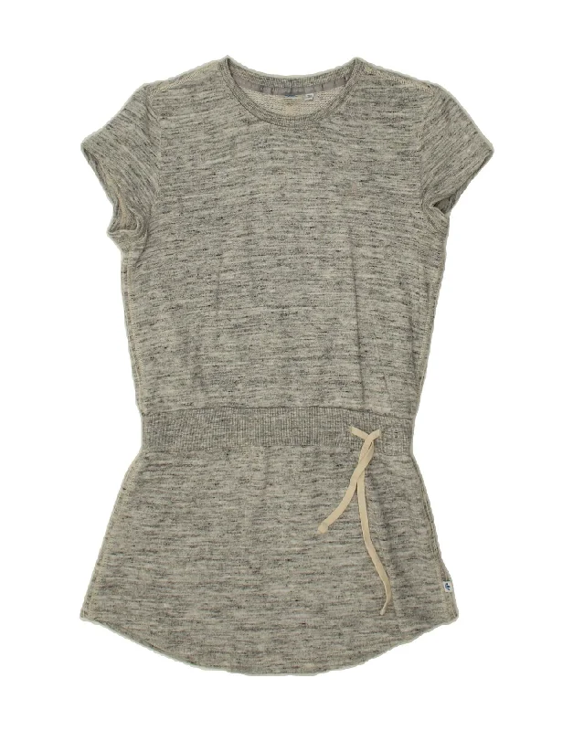ADIDAS Womens Drop Waist Dress EU 38 Small Grey Cotton Tunics Sophisticated sleek