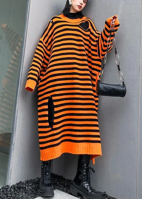 Aesthetic o neck Hole Sweater fall dress DIY orange striped daily knitted dress Rayon Fabric Velvet Fabric Corduroy Fabric Aesthetic o neck Hole Sweater fall dress DIY orange striped daily knitted dress Rayon Fabric Velvet Fabric Corduroy Fabric