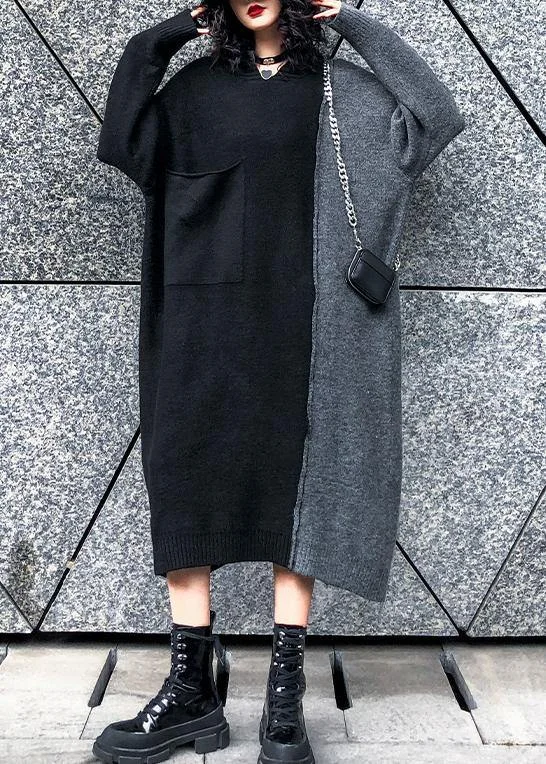 Aesthetic winter Sweater patchwork Aesthetic Vintage gray knitwear High Neck Crew Neck V-Neck