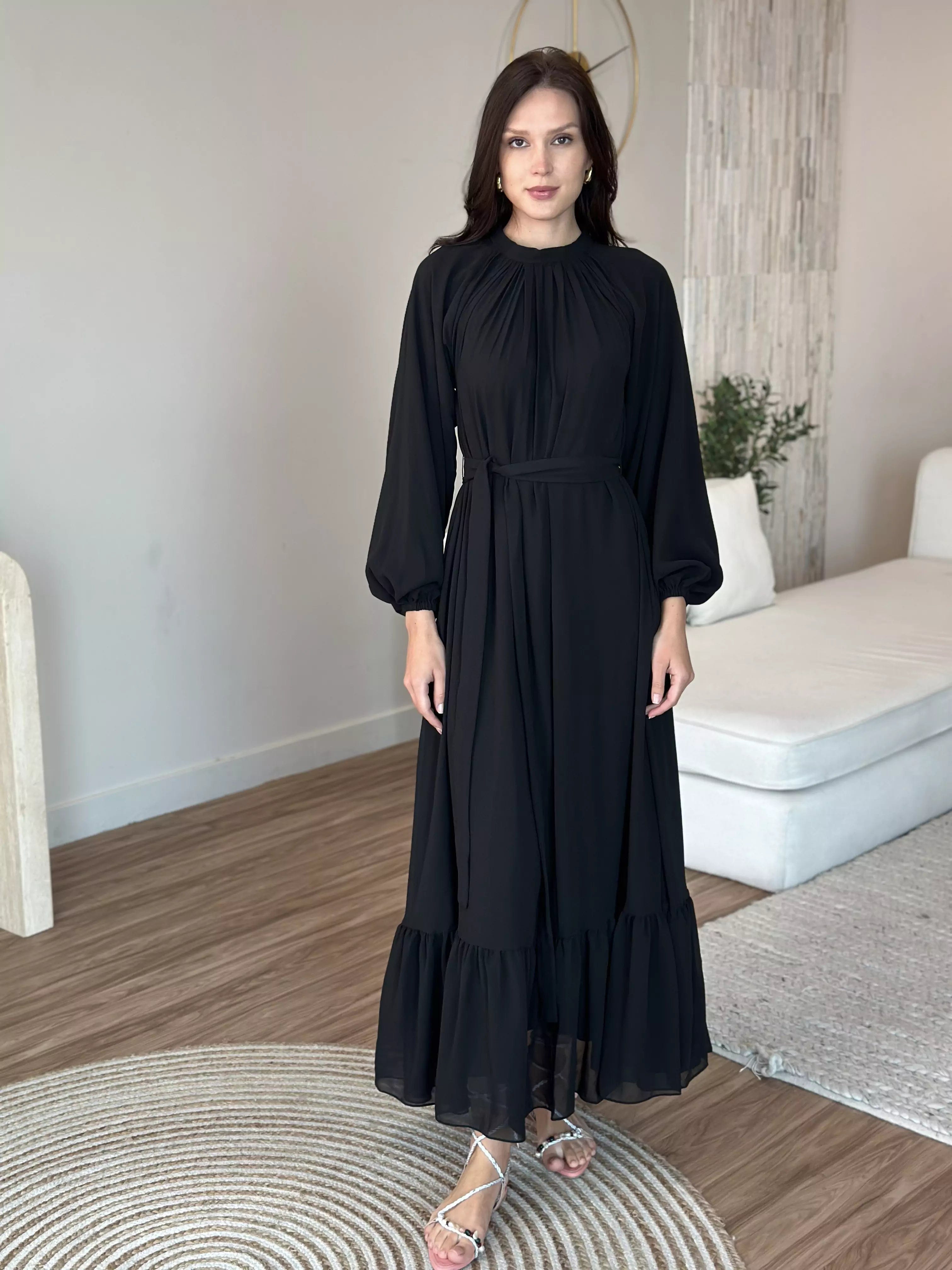 Aria Black Long Dress Tunics Spring floral