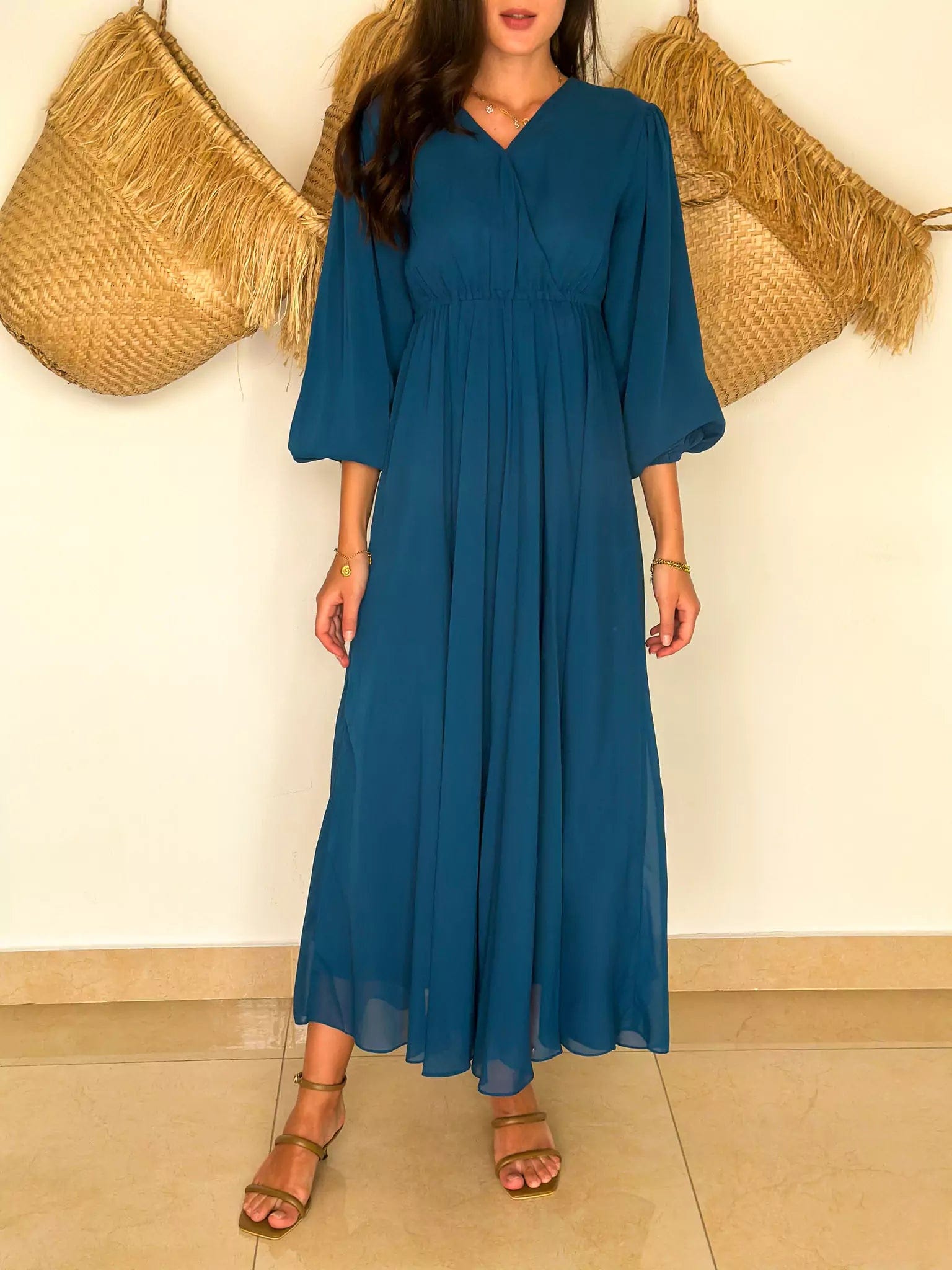 Azul Blue Long Dress Tunics Velvet soft